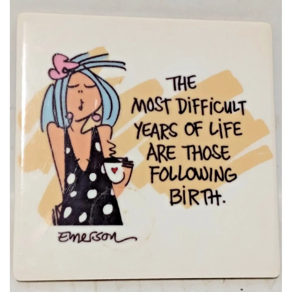 5 Vintage Thirstystone Funny jokes Cork Backed Coaster in Wooden Box USA - Picture 10 of 14